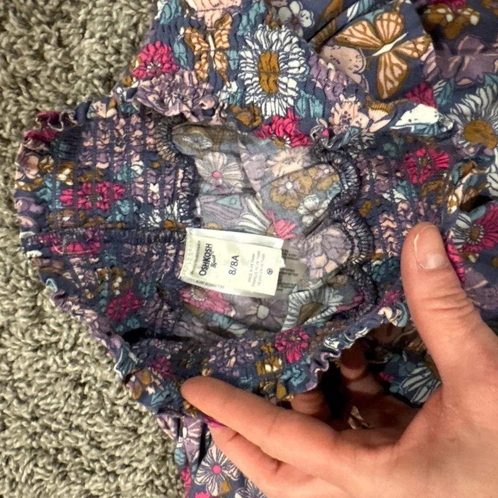 Girls OshKosh B'gosh Floral tiered Skirt with Purple and Pink Accents, size 8